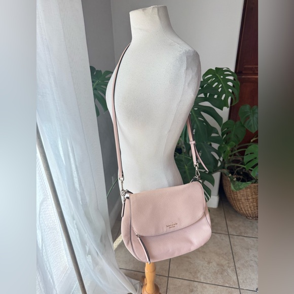 kate spade Handbags - Kate Spade New York Pebbled Leather Flap Crossbody Saddle Bag Pink